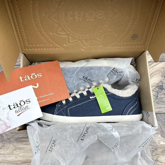 NIB Taos Footwear 8.5W WIDE Starline Canvas Faux Fur Sneakers - Picture 8 of 11